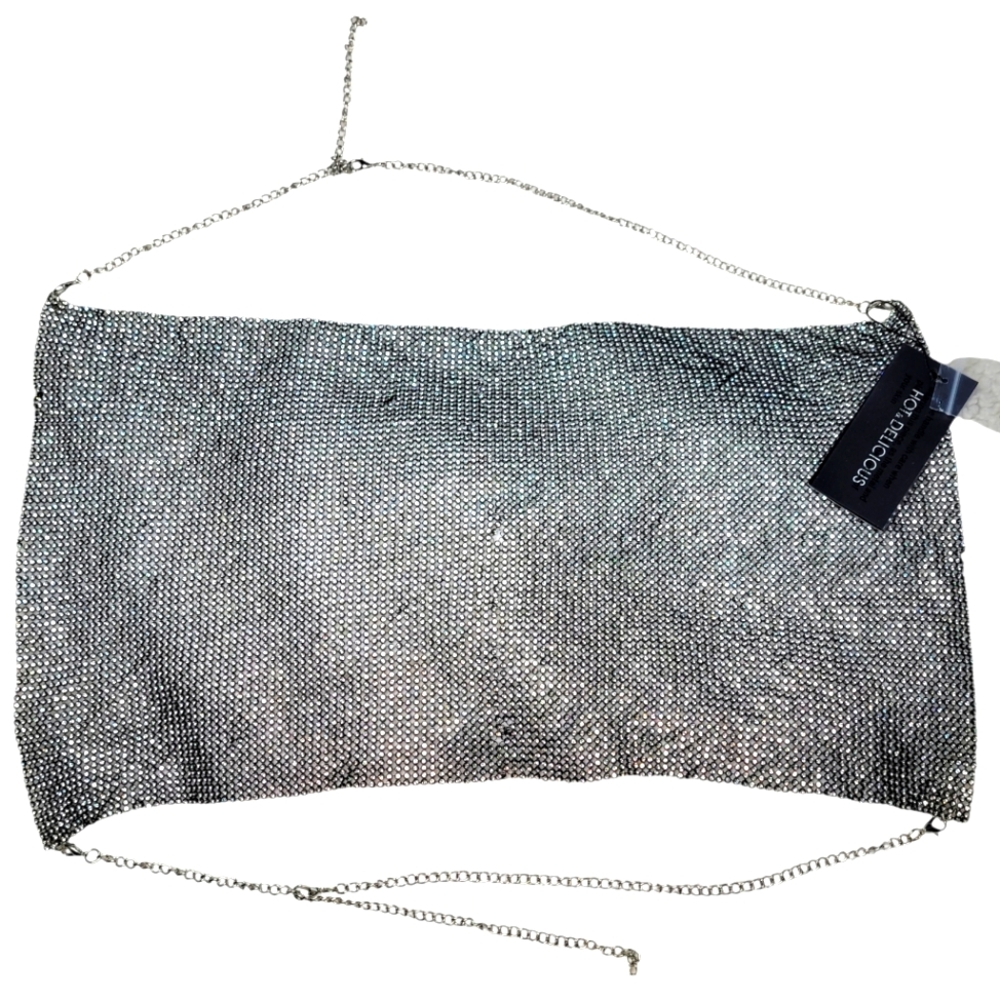 Hot & Delicious Chain Mail Top Medium Womens Aluminum Glass Sparkly NEW w/Flaws